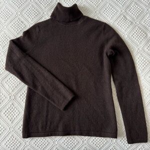 Dark Brown Cashmere Turtleneck Sweater, Small